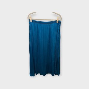 Anthropologie Teal Blue Midi Skirt Women's Size 14 Elastic Waist Casual